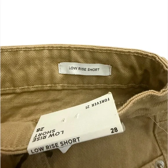 FOREVER 21 Frayed Khaki Tan Denim Cut Off Low Rise Shortie Shorts Women's Sz 28 - Picture 4 of 4